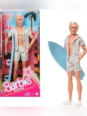 Barbie The Movie Ken Doll in Pastel Stripe Beach Set Ryan Gosling